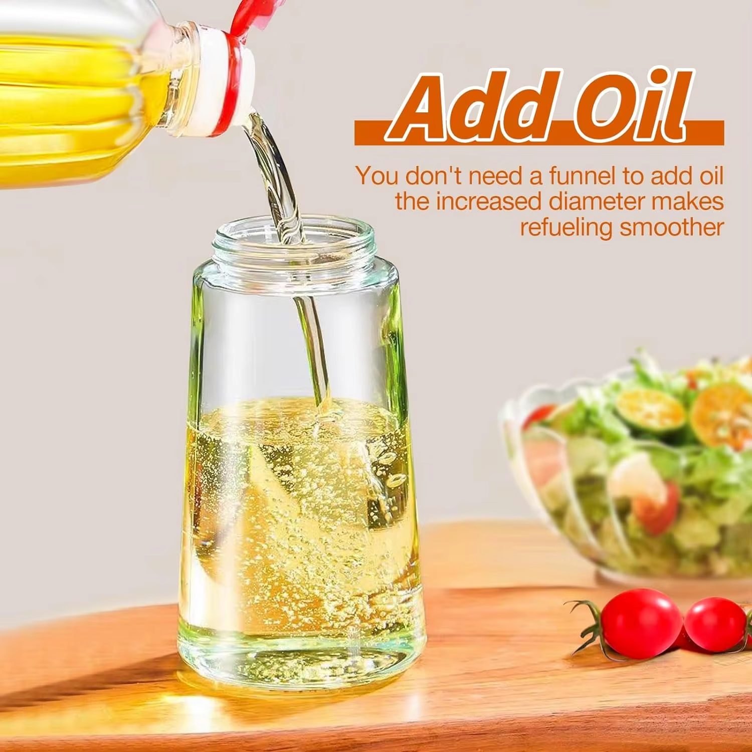 Premium Glass Oil Spray Bottle for Cooking & BBQ 2-in-1 Oil Sprayer Bottle – Kitchen Cooking & Salad Use Non-Aerosol Oil Spray Bottle – Refillable Kitchen Dispenser Healthy Cooking Oil Mister Spray Bottle for Air Fryer