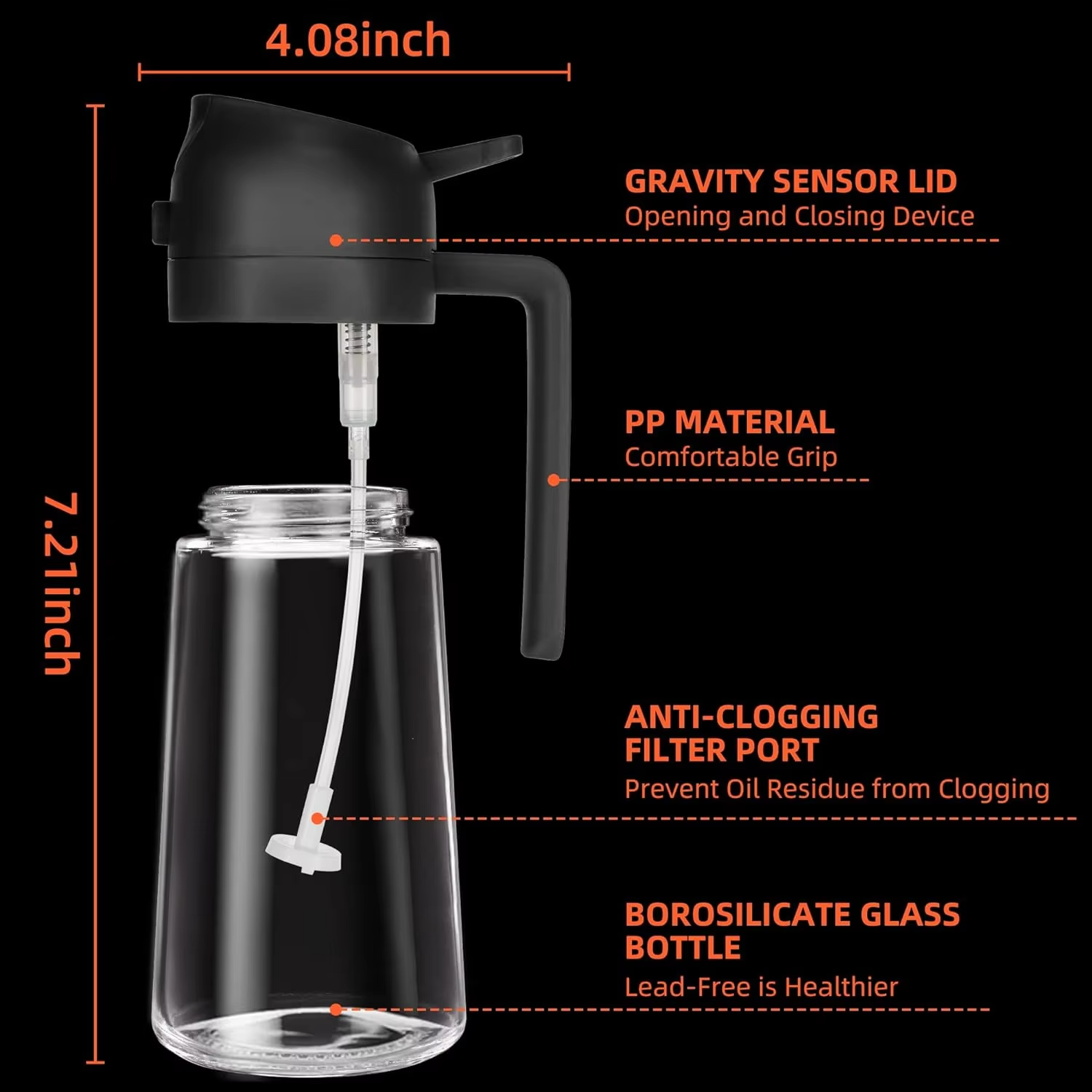 Premium Glass Oil Spray Bottle for Cooking & BBQ 2-in-1 Oil Sprayer Bottle – Kitchen Cooking & Salad Use Non-Aerosol Oil Spray Bottle – Refillable Kitchen Dispenser Healthy Cooking Oil Mister Spray Bottle for Air Fryer